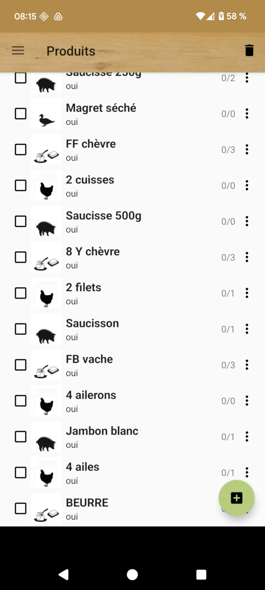 Liste produits